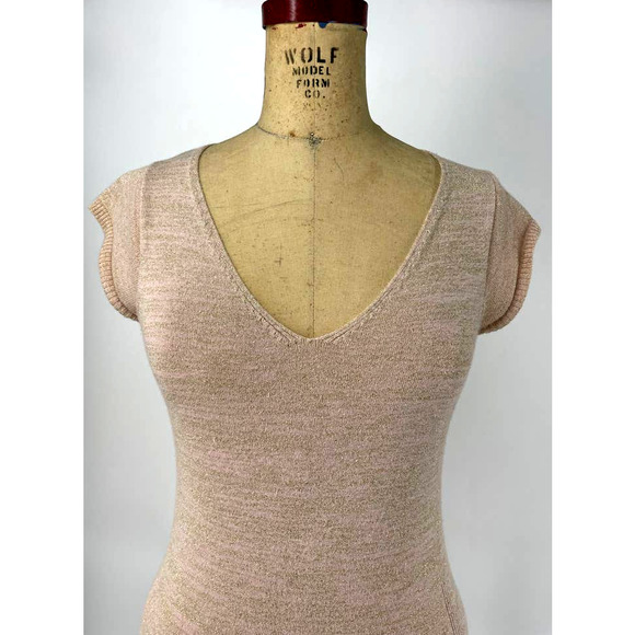 Vintage Y2K Xhilaration Pink and Gold Metallic Cap Sleeve Sweater Top M - Picture 6 of 12